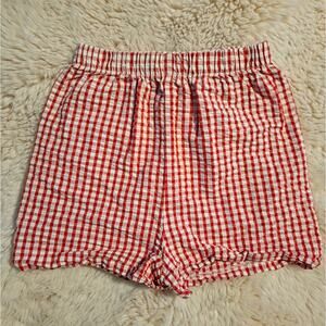 Southern Smocked Company Red White Gingham Plaid Seersucker Shorts 4t